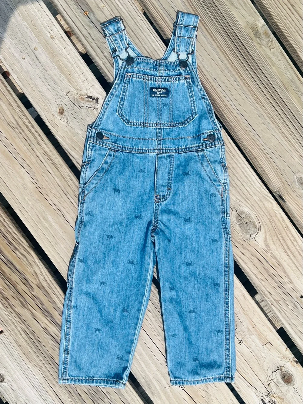 •OshKosh 3T Train Print Denim Overalls! EUC!